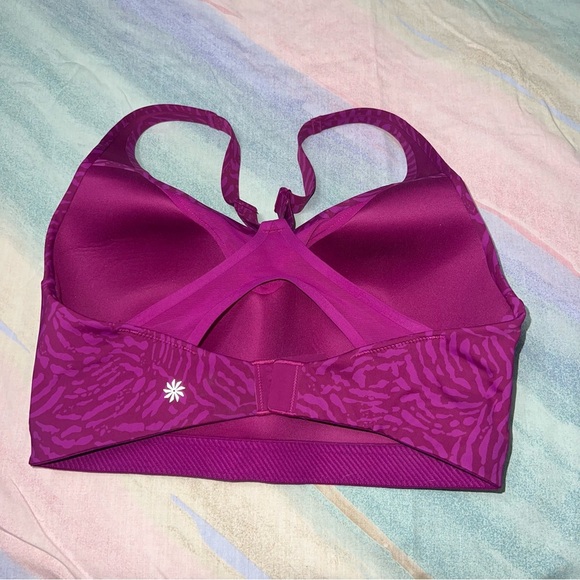 Athleta High Impact Advance Printed Sports Bra Size 36DD Racerback Fuchsia Pink - Picture 3 of 4